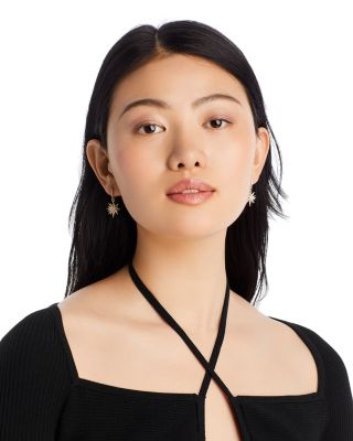 Diamond Starburst Drop Earrings in 14K Yellow Gold, 0.80 tcw 