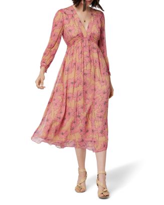 パーティードレス Floral Silk Midi Dress Elisa Dress – Dress the Population
