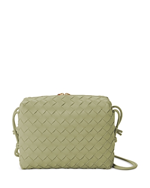 Bottega Veneta Small Loop Camera Intrecciato Leather Crossbody Bag In Travertine/gold