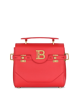 Balmain Bbuzz 23 Leather Satchel In Red/gold