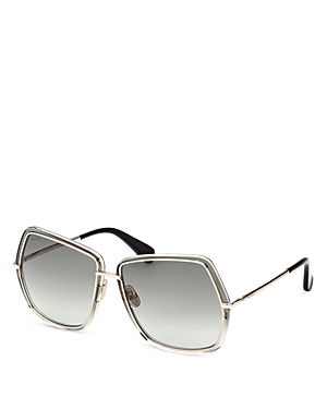 Shop Max Mara Elsa3 Geometric Sunglasses, 61mm In Gold/gray Gradient
