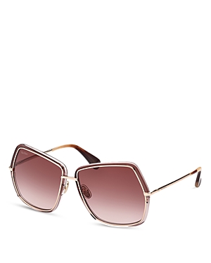 Max Mara Elsa3 Geometric Sunglasses, 61mm In Rose Gold/pink Gradient