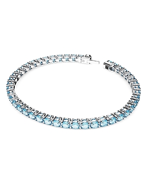Shop Swarovski Matrix Crystal Tennis Bracelet In Blue/silver