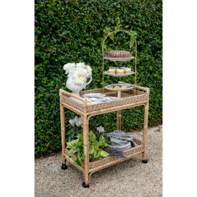 Provence Rattan Whitewash Bar Cart