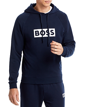 Boss Logo Print Regular Fit Hooded Sweatshirt
