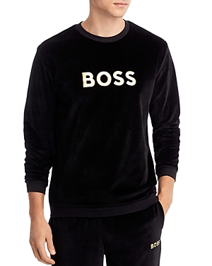 Hugo Boss Logo-embroidered Cotton-blend Sweatshirt In Black