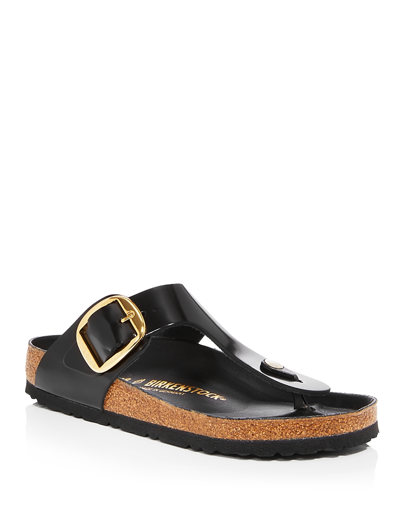 Birkenstock Gizeh Big Buckle Shine Black In Black