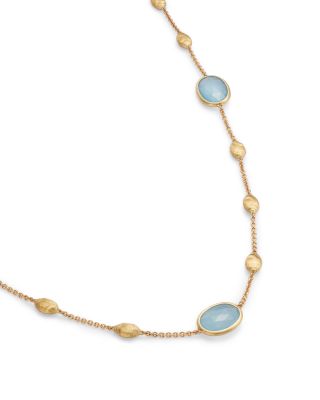 18K Yellow Gold Siviglia Aquamarine Beaded Strand Necklace, 36"L