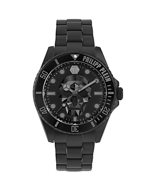 Philipp Plein The $kull Carbon Fiber Dial Bracelet Watch, 44mm In Black
