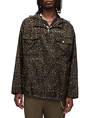 ALLSAINTS PUNTA LEOPARD PRINT HOODED PULLOVER JACKET