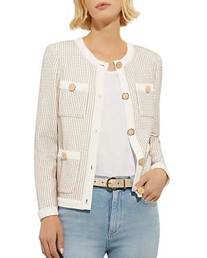 Shop Misook Knit Jacket In White/multi