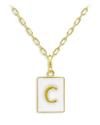 AQUA - Rectangle Initial Pendant in 18K Gold-Plated Sterling Silver, 15.5" - Exclusive