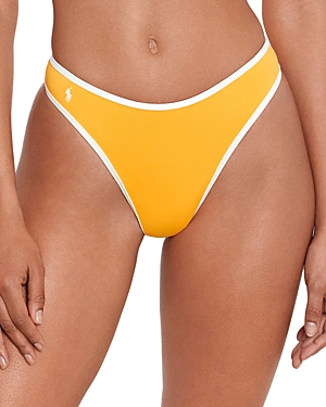 Polo Ralph Lauren Ralph Lauren Contrast Trim High Leg Bikini Bottoms In Sunflower