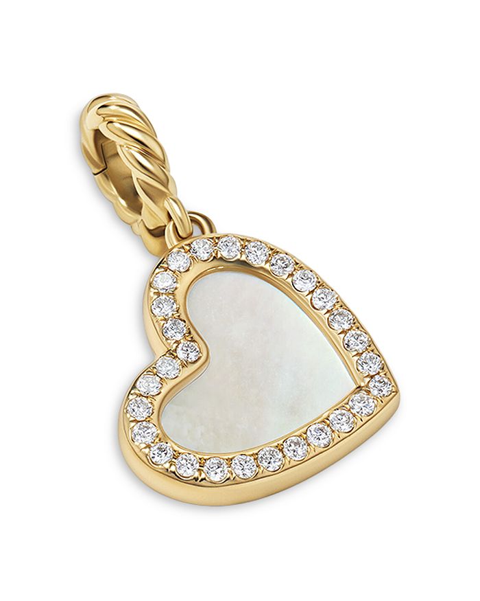 David Yurman - 18K Yellow Gold DY Elements&reg; Mother of Pearl & Pav&eacute; Diamonds Heart Pendant