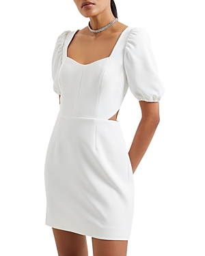 FRENCH CONNECTION PUFF SLEEVE CUTOUT DRESS