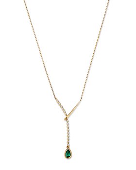 Bloomingdale's - Emerald & Diamond Lariat Necklace in 14K Yellow Gold, 18" - 100% Exclusive