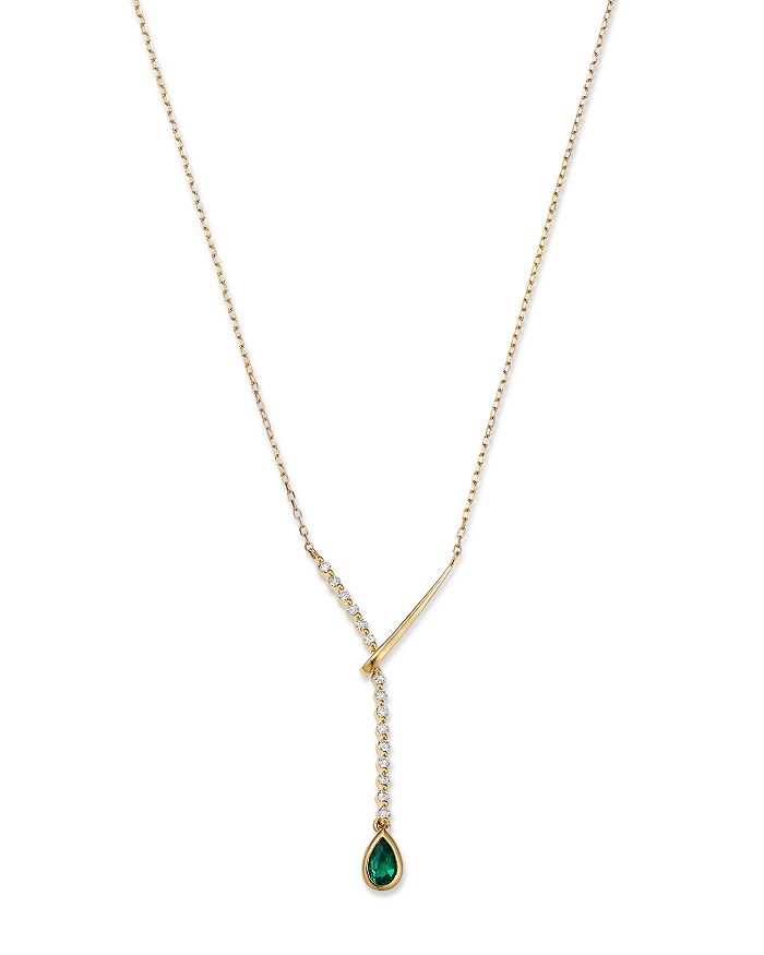 Bloomingdale's - Emerald & Diamond Lariat Necklace in 14K Yellow Gold, 18" - 100% Exclusive