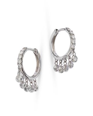 Bloomingdale's Fine Collection - Diamond Dangling Bezel Hoop Earrings in 14K White Gold, 0.46 ct. t.w. - Exclusive