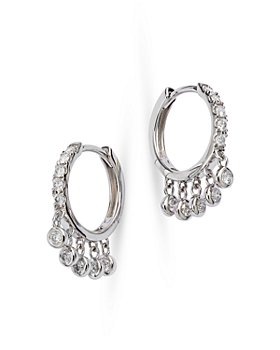 Bloomingdale's - Diamond Dangling Bezel Hoop Earrings in 14K White Gold, 0.46 ct. t.w. - 100% Exclusive