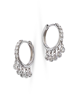 Bloomingdale's Diamond Dangling Bezel Hoop Earrings In 14k White Gold, 0.46 Ct. T.w. - 100% Exclusive