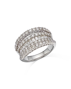 Bloomingdale's Diamond Multilevel Multirow Statement Ring in 14K White Gold, 2.17 ct. t.w. - 100% Ex