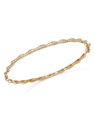 Bloomingdale's Fine Collection Diamond Wave Bangle Bracelet in 14K ...