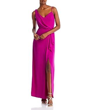 Aqua Asymmetric Overlay Crepe Gown - 100% Exclusive In Orchid
