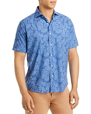 PETER MILLAR CROWN CRAFTED GROVES COTTON BOTANICAL PRINT TAILORED FIT SHORT SLEEVE BUTTON DOWN SHIRT