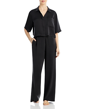 Shop Lunya Washable Silk Pajama Set In Immersed Black