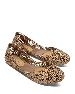 Shop Melissa Women's Campana Open Weave Flats In Metallic Gold