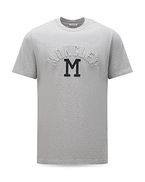 Shop Moncler Embroidered Logo Tee In Light Gray