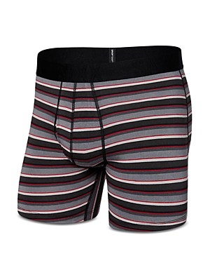 Saxx College Stripe Droptemp Cooling Cotton Blend Slim Fit Boxer Briefs In Black