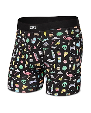 Saxx Fun Bits Daytripper Relaxed Fit Boxer Briefs In Black