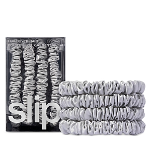 Slip Back To Basics Skinny Scrunchies, Set Of 4 In Silver