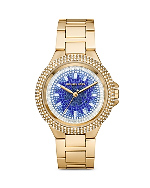 Shop Michael Kors Camille Watch, 43mm In Blue/gold