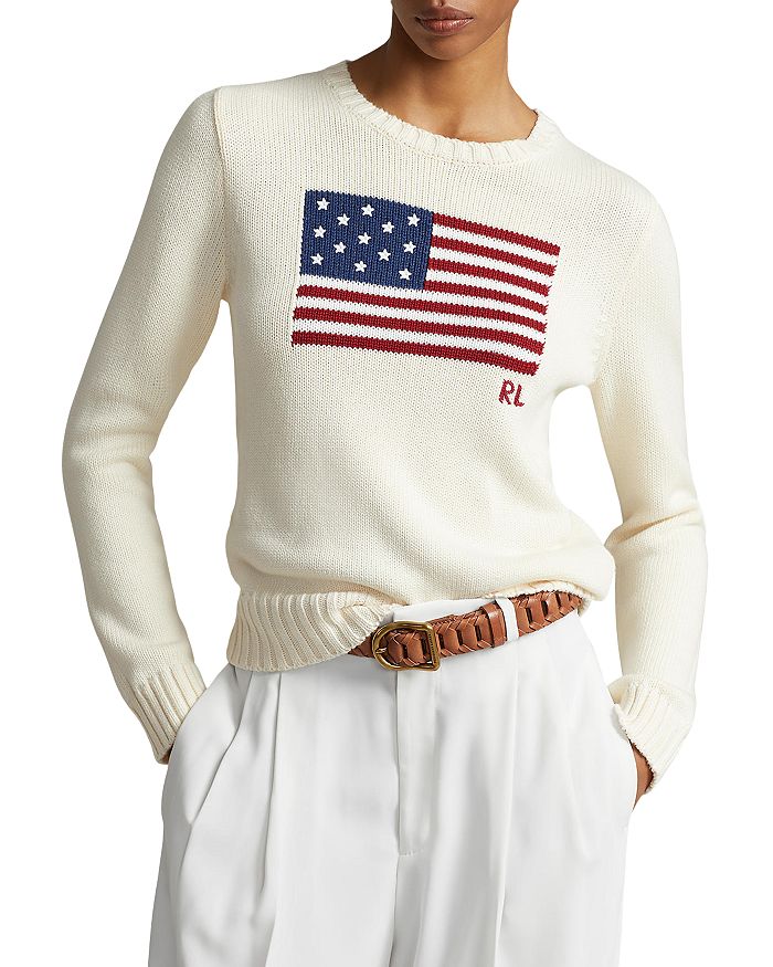 Ralph Lauren Women's Flag Cotton Crewneck Sweater - Navy - Size Small