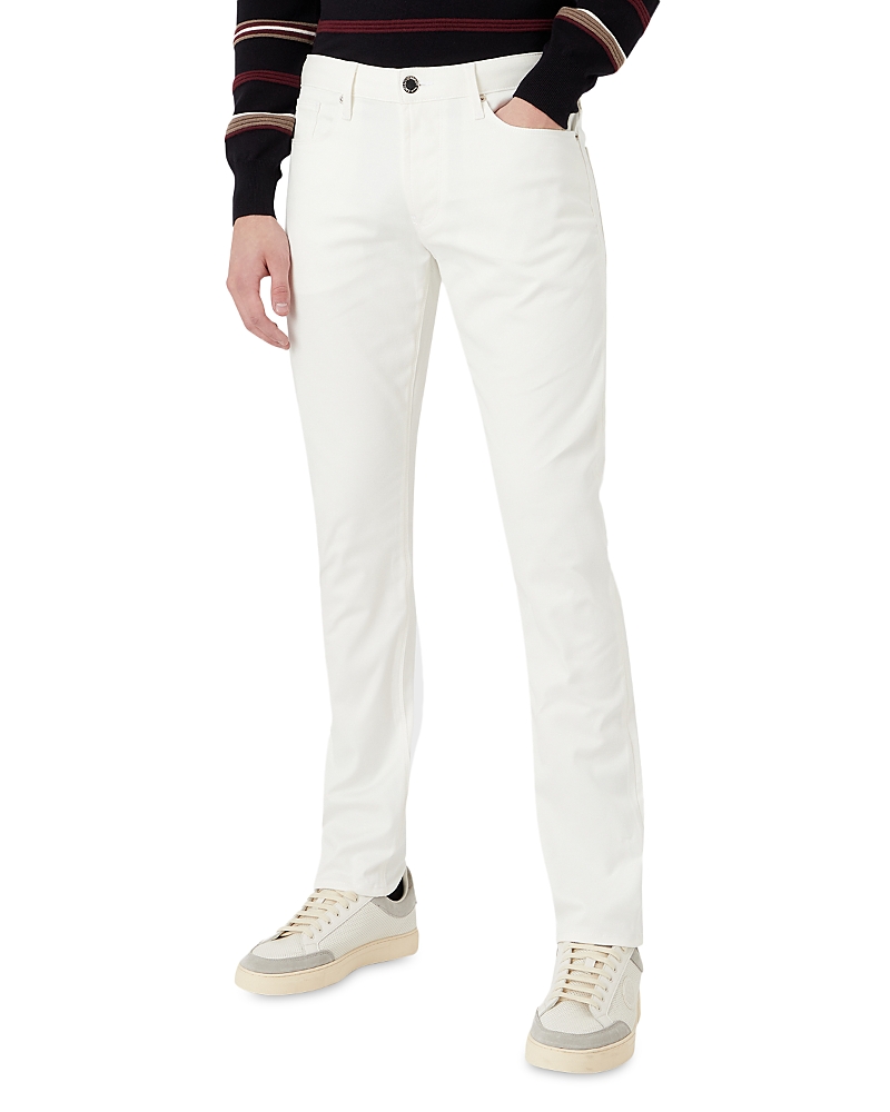 Shop Armani Collezioni J06 Slim Fit Jeans In Off White