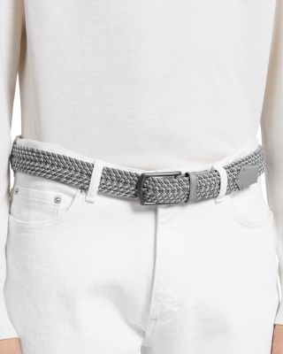 Grey M&eacute;lange Elastic Rayon Braided Belt