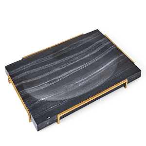 Global Views Overture Marble Tray In Black