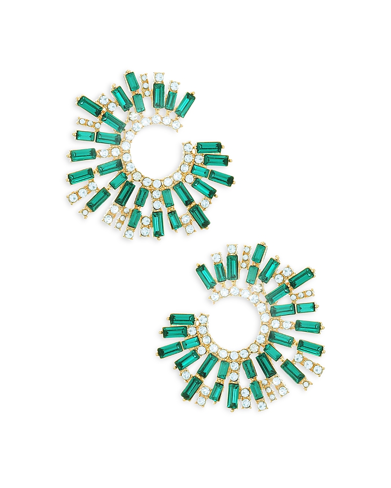 Ettika Opulent Crystal Stardust Open Circle Earrings In Green