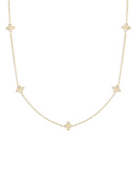 Roberto Coin - 18K Yellow Gold Verona Love by the Inch 5 Station Flower Diamond Necklace, 17"