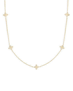 Roberto Coin 18K Yellow Gold Verona Love by the Inch 5 Station Flower Diamond Necklace, 17