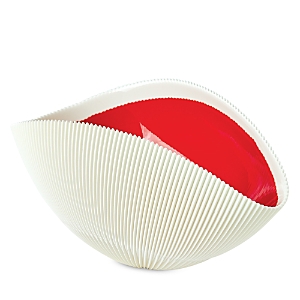 Global Views Pleated Bowl In Deep Red, Large In White