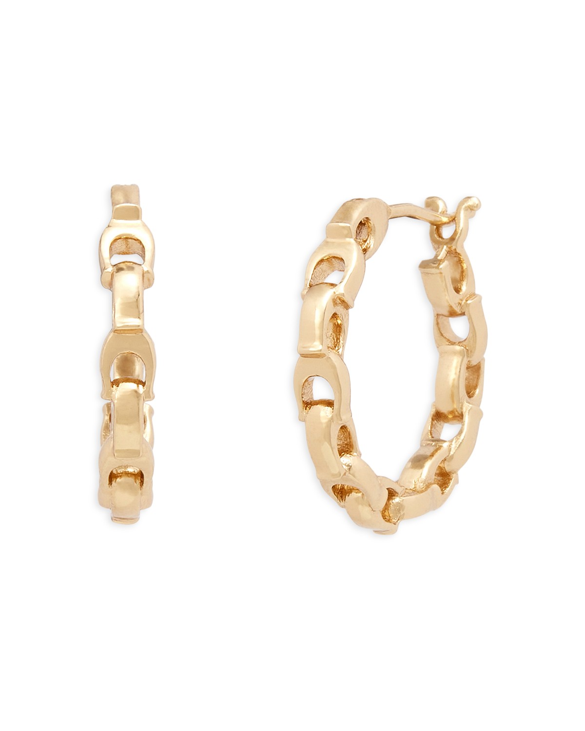 Coach Signature Chain Small Hoop Click-Top Earrings