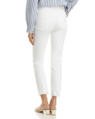 Cindy High Rise Ankle Straight Jeans in White Noise