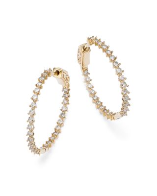 Bloomingdale's Fine Collection Diamond Inside Out Medium Hoop Earrings in 14K Yellow Gold, 1.50 ct. t. w. - Exclusive