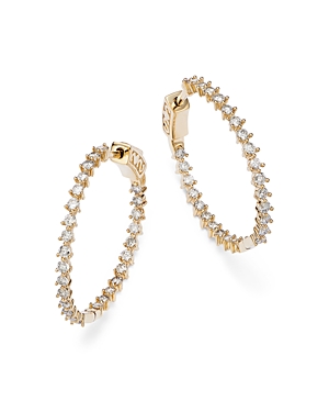 Bloomingdale's Diamond Inside Out Medium Hoop Earrings In 14k Yellow Gold, 1.50 Ct. T.w. - 100% Exclusive In Gold/white