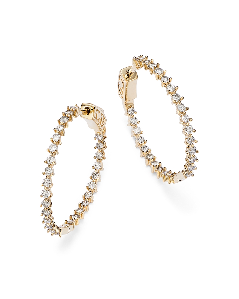 Bloomingdale's Fine Collection Diamond Inside Out Medium Hoop Earrings in 14K Yellow Gold, 1.50 tcw