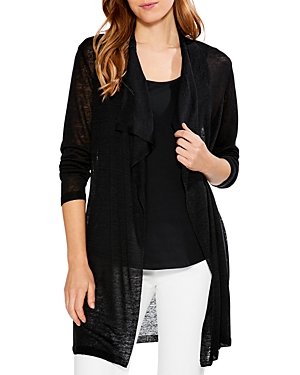 Nic + Zoe Featherweight Drape Linen Blend Cardigan In Black Onyx