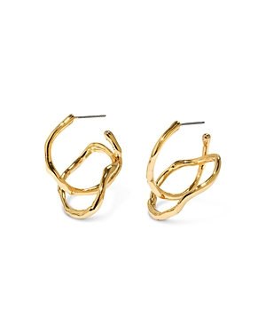Shop Alexis Bittar Twisted Interlock Hoop Earrings In Gold